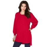 Plus Size Women's Blouson Sleeve High-Low Sweatshirt by Roaman's in Vivid Red (Size 26/28)