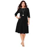 Plus Size Women's Velour Swing Drape Dress by Roaman's in Black (Size 30/32)