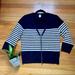 J. Crew Sweaters | J.Crew Size Medium Navy Striped Zip Cardigan Sweater | Color: Blue/Cream | Size: M