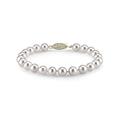 The Pearl Source White Freshwater Pearl Bracelet for Women - Cultured Pearl Bracelet with 585 Gold 14K Plated Clasp with Genuine Cultured Pearls, 7.0-7.5mm