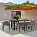 Joss & Main Scotia 7 Piece Outdoor Dining Table Set in Aluminum w/ Grey Rope & Cushions Metal in Black | 79 W x 39 D in | Wayfair