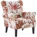 Armchair - Red Barrel Studio® 30.3" Wide Tufted Upholstered Armchair Linen/Wood/Fabric in Red/White/Brown | 37.4 H x 30.31 W x 29.13 D in | Wayfair