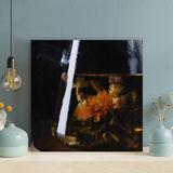 Latitude Run® Yellow Flowers In Clear Glass Jar - 1 Piece Rectangle Graphic Art Print On Wrapped Canvas Metal in Black | Wayfair