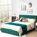 Willa Arlo™ Interiors Haraway Tufted Low Profile Platform Bed Upholstered/Velvet, Wood in Green | 43 H x 64 W x 85 D in | Wayfair