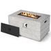 Costway 43 Inch Rectangular Concrete Propane Fire Pit Table with Lava Rocks and Cover 50,000 BTU-Gray