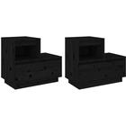 Vidaxl - Tables de chevet 2 pcs Noir 60x34x51 cm Bois de pin solide