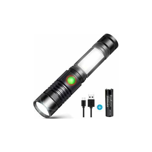 LED-Taschenlampe, USB-aufladbare, leistungsstarke taktische Camping-Taschenlampe