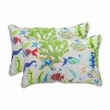 Pillow Perfect Outdoor Coral Bay Blue Rectangular Throw Pillow (Set of 2) - 11.5 X 18.5 X 5 - 11.5 X 18.5 X 5