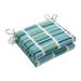 Pillow Perfect Outdoor Solar Stripe Azure Squared Corners Seat Cushion (Set of 2) - 16 X 18.5 X 3