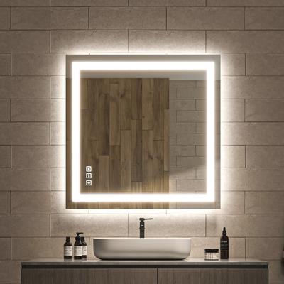 TOOLKISS Anti-fog Frameless Dimmable Mirror with Backlit and Front Lighting