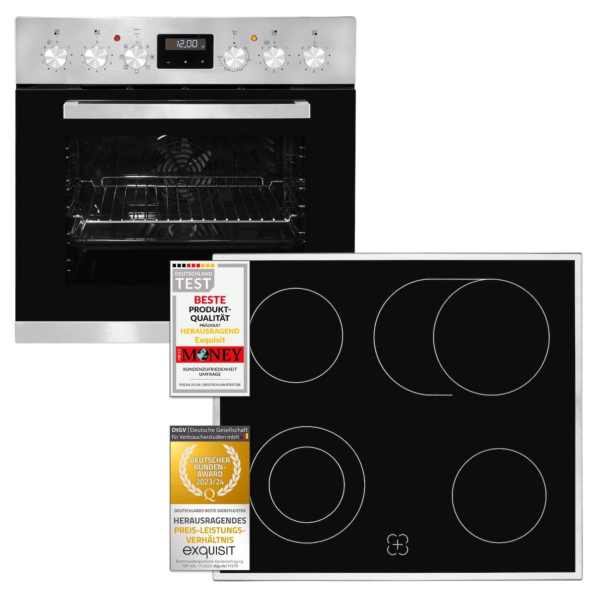 Exquisit EHE 157-2 URBZ-Set Einbauherd | 59 L Backofenvolumen | Edelstahl Image