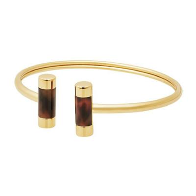 Michael Kors Jewelry | Michael Kors Gold Barrel Open Cuff Mkj5548710 | Color: Brown/Gold | Size: Os