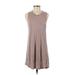 Project Social T Casual Dress - A-Line High Neck Sleeveless: Tan Print Dresses - Women's Size Small