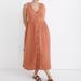 Madewell Dresses | Lightspun Button-Front Tank Midi Dress Xxs | Color: Red/Tan | Size: Xxs