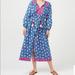 J. Crew Dresses | Nwt J Crew Kaftan Dress. Blue Floral With Pink Embroidery. | Color: Blue/Pink | Size: S