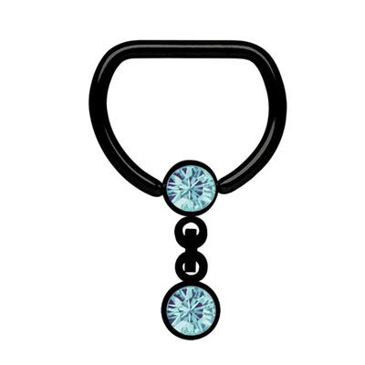 Brustwarzenpiercing ADELIA´S "Piercing Brustpiercing", Damen, blau (hellblau), Stahl, modisch, Piercings, Stahl D-Ring BCR PVD schwarz mit Kette