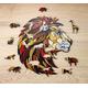 EWA Eco-Wood-Art Lion L Wooden Box LÖWE L Holzkiste-Farbige Holzpuzzle für Jugendliche und Erwachsene-DIY-Bausatz, Selbstmontage, kein Kleber erforderlich-490 Stück, vielfarbig