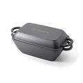 Hanseküche Cast Iron Roasting Dish - Pre-Seasoned 2-in-1 Pot with Lid, Cast Iron Pan, Bread Baking Mould for Bread Baking, High-Quality Grill Pan