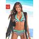 Bügel-Bikini-Top KANGAROOS "Anita", Damen, Gr. 38, Cup B, schwarz-weiß (schwarz, weiß), Microfaser, Polyamid, gestreift, kontrastfarbene Details, Bikini-Oberteile, im angesagten Blockstreifendesign