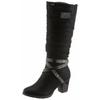 Winterstiefel RIEKER, Damen, Gr. 38 (5), Normalschaft, schwarz, Nubuklederimitat, kontrastfarbene Details, elegant, Schuhe, Blockabsatz, Rieker TEX-Membran, mit stylischem Zierriemchen