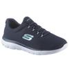 Slip-On Sneaker SKECHERS "Summits", Damen, Gr. 41, blau (navy), Textil, Synthetik, sportlich, Schuhe, Slipper, Freizeitschuh, Komfortschuh mit gepolstertem Schaftrand