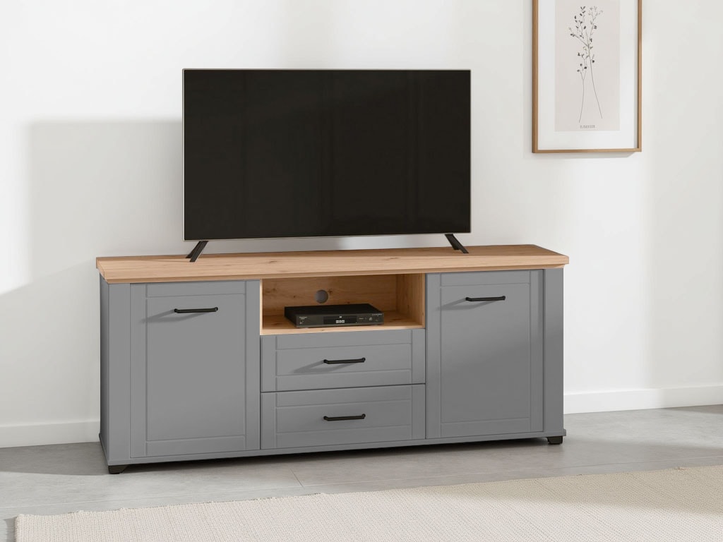 TV-Board HOME AFFAIRE "Valencia", grau (graphite grau, artisan eiche, grau mat), B:161cm H:66,5cm T:41cm, MDF, Spanplatte, Sideboards, TV-Board