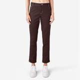 Dickies Women's Slim Straight Fit Roll Hem Carpenter Pants - Chocolate Brown Size 26 (FPR53)