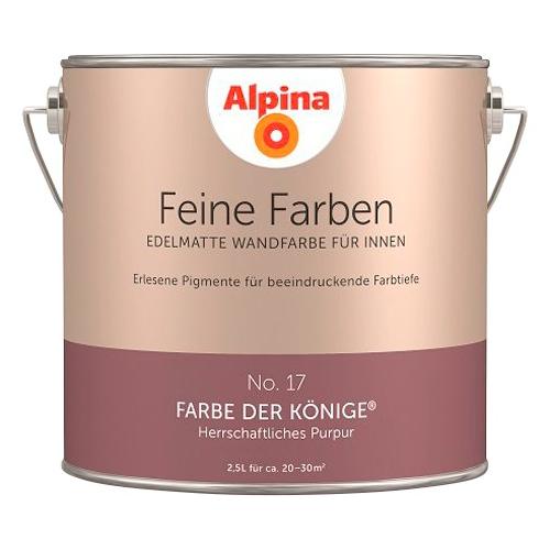 „ALPINA Wand- und Deckenfarbe „“Feine Farben No. 17 Farbe der Könige““ Herrschaftliches Purpur, edelmatt, 2,5 Liter Gr. 2,5 l 2500 ml, lila (herrschaftliches purpur) Wandfarbe bunt“