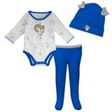 Newborn & Infant White/Royal Los Angeles Rams Dream Team Bodysuit Pants Hat Set