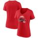 Women's Fanatics Branded Red Cincinnati Reds One Champion V-Neck T-Shirt