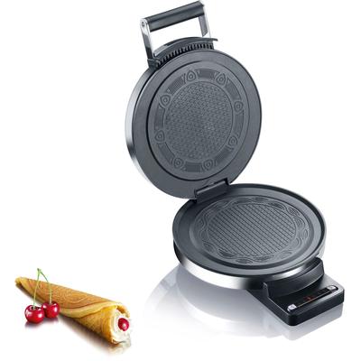 GRAEF Waffeleisen "Hörncheneisen HE 80, Edelstahl matt", silber (silber (edelstahl mattiert)), B:20,5cm H:8,5cm T:27cm Ø:15cm, Waffeleisen