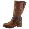 Stiefel MUSTANG SHOES, Damen, Gr. 36, Normalschaft, braun (braun, used), Lederimitat, used, klassisch, Schuhe Bikerstiefel Reißverschlussstiefel, mit Nietenband und Zierkette