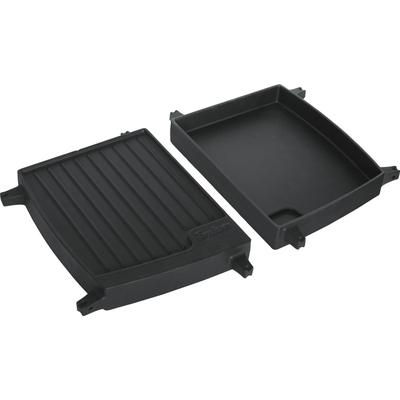 Grillplattenaufsatz ENDERS "Guss-Wendeplatte 1/2", schwarz, B:23cm H:4cm T:32cm, Gusseisen, Backbleche, BxTxH: 23x32x4 cm, Guss Image