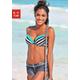 Push-Up-Bikini-Top KANGAROOS "Anita", Damen, Gr. 40, Cup B, schwarz-weiß (schwarz, weiß), Microfaser, Polyamid, gestreift, kontrastfarbene Details, Bikini-Oberteile, im sportlichen Blockstreifendesign