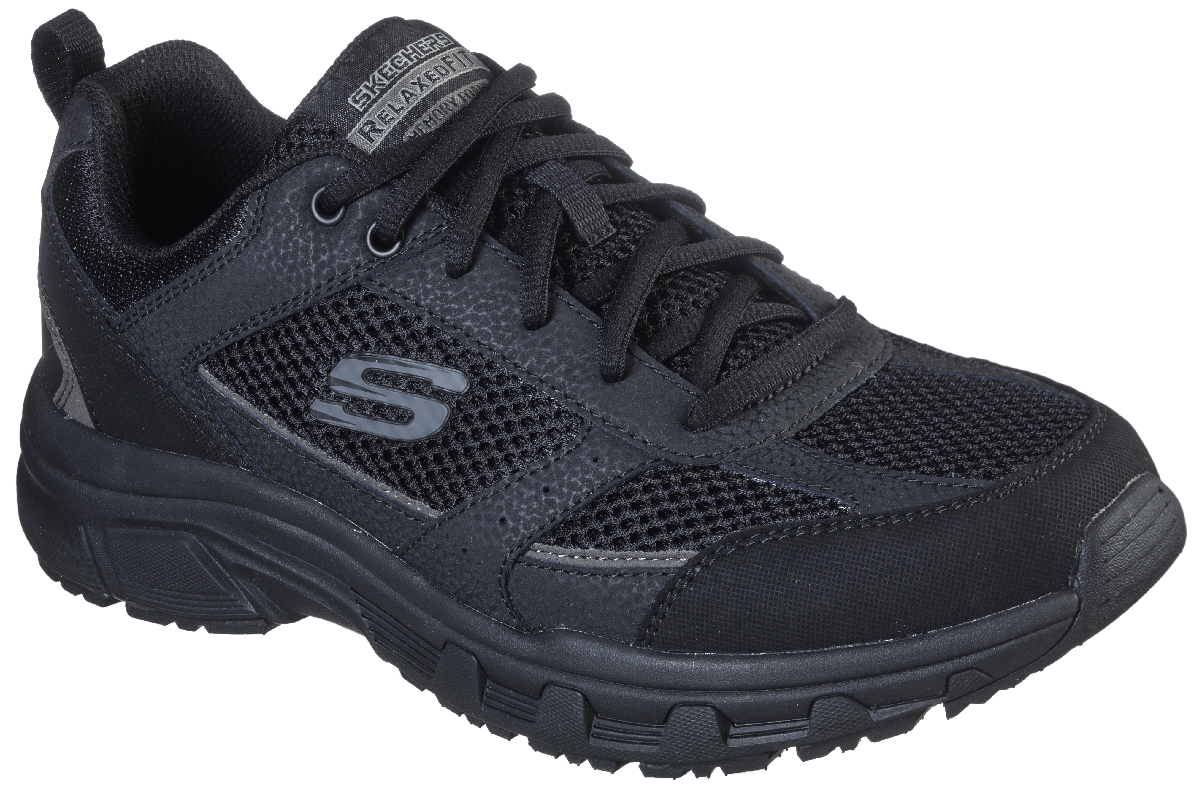 Sneaker SKECHERS "OAK CANYON-VERKETTA", Herren, Gr. 40, schwarz, Leder, Lederimitat, Textil, Schuhe Sneaker, mit Relaxed Fit-Ausstattung, Freizeitschuh, Halbschuh, Schnürschuh