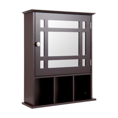 Costway Wall Mounted and Mirrored Bathroom Cabinet-Brown