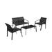 Costway 4 Pieces Patio Furniture Set with Armrest Loveseat Sofas and Glass Table Deck-Black