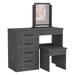 TUHOME Kaia Makeup Dressing Table with Mirror and 4 Drawers - N/A