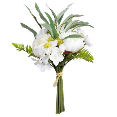 Vickerman 14'' Artificial White Peony Bouquet, Pack of 2 - 14