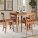 36 x 36 in. Solid Wood Counter Height Dining Table with 4 X-back Stools - 5 Piece Set