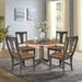 42 in. Round Dual Drop Leaf Dining Table with 4 Panel Back Chairs in Hickory/Washed Coal