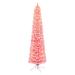 Puleo International 7.5 ft. Pre-lit Flocked Fashion Pink Pencil Artificial Christmas Tree