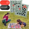 Fielday Giant Checkers 3-in-1 Game With Tic Tac Toe Toy for Kids and Adults, Big Checker Mat Outdoor Toy With 24 Pcs