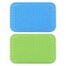 Silicone Dish Drying Mat Set, 2 Pcs 8.5"x6" Sink Drain Pad, Blue Green