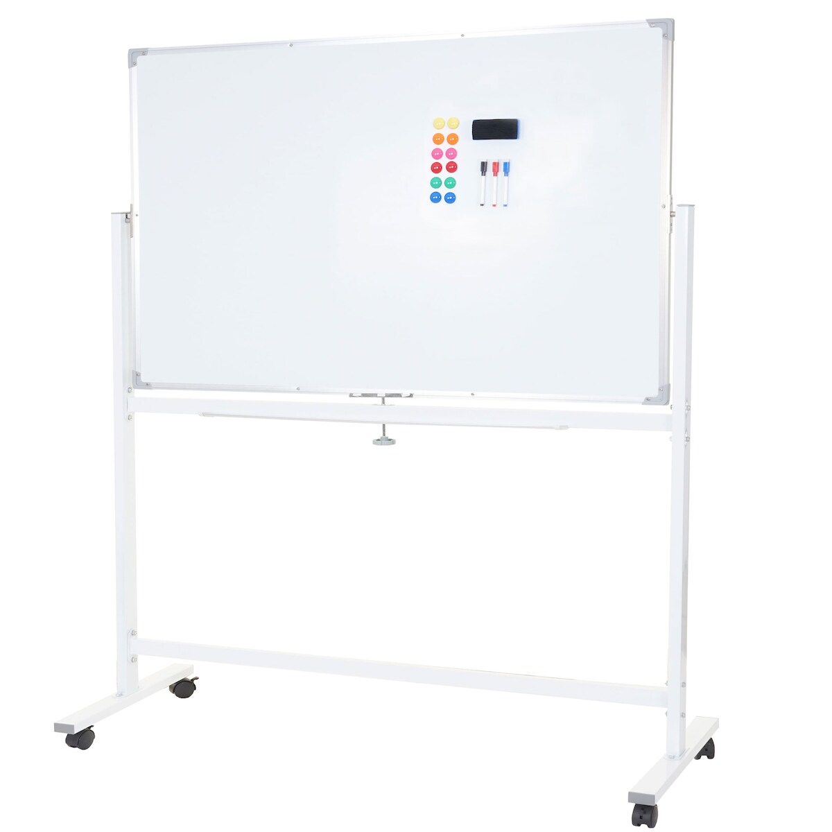 Mendler Whiteboard HWC-C85, Magnettafel Memoboard Pinnwand, mobil rollbar inkl. Zubehör ~ 150x100cm Image