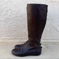 Gucci Shoes | Gucci Brown Leather Knee Riding Boots With Full Back Zip Size It 35.5 Us 5.5 | Color: Brown | Size: 5.5