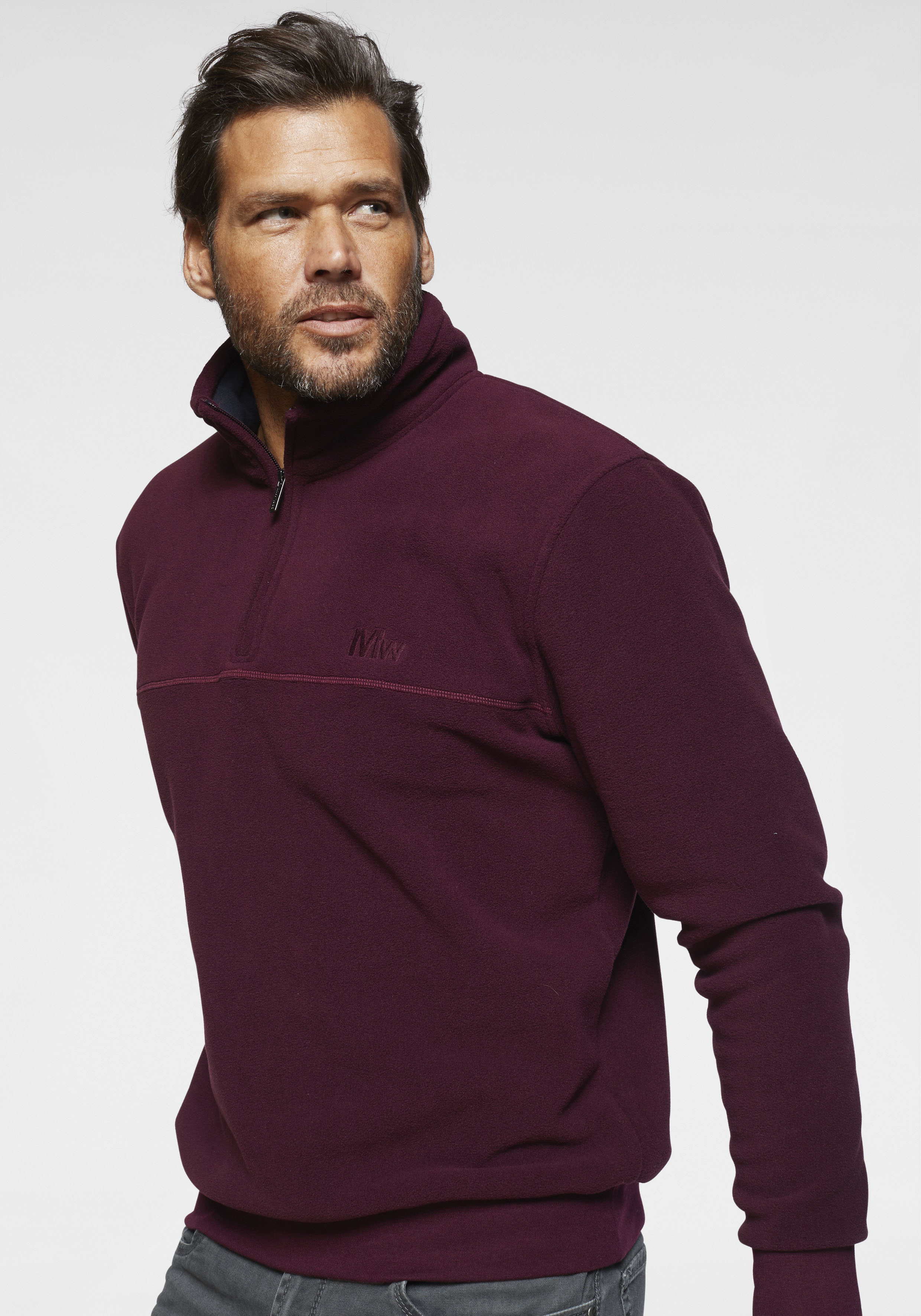 Fleecepullover MAN'S WORLD, Herren, Gr. 3XL (64/66), rot (burgund), Obermaterial: 100% Polyester, normal, Rippbündchen, Sweatshirts, für die Übergangszeit aus Fleece, schnelltrocknend Image