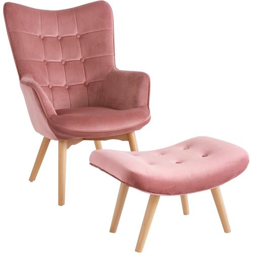 Sessel Gr. Polyester, B/H/T: 72 cm x 98 cm x 79 cm, rosa (rose) Einzelsessel Sessel mit Hocker