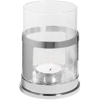 Windlicht FINK "DOMO", silber (silberfarben), H:19cm Ø:13,5cm, Edelstahl, Glas, Kerzenhalter, aus Edelstahl und Glas, Höhe ca. 19 cm Image