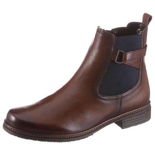 Chelseaboots GABOR Gr. 39, braun Damen Schuhe Blockabsatz, Stiefelette, Businessmode mit Stretcheinsatz